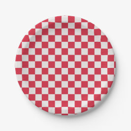 Plato De Papel Cranberry fizz checkerboard pattern