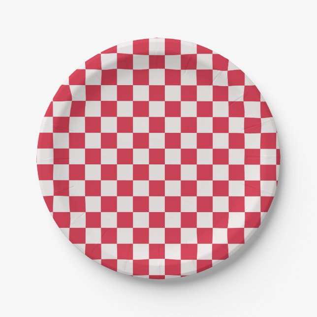 Plato De Papel Cranberry fizz checkerboard pattern (Anverso)