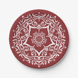 Plato De Papel Cranberry Mandala