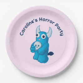 Plato De Papel Cráneo de Demon - Quirky Horror Fiesta de Hallowee