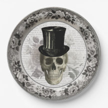 Cráneo de Fancy en un papel de Halloween con sombr