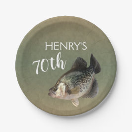 Plato De Papel Crappie Fish 70° cumpleaños