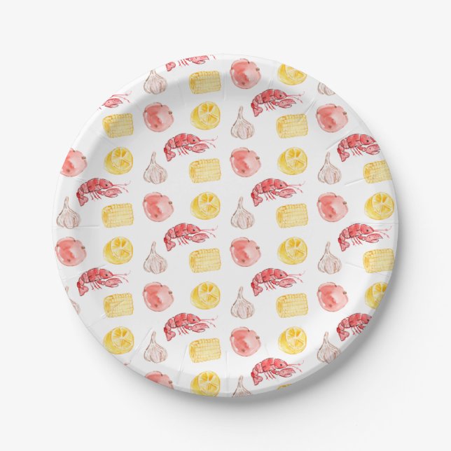 Plato De Papel Crawfish Boil Cute (Anverso)