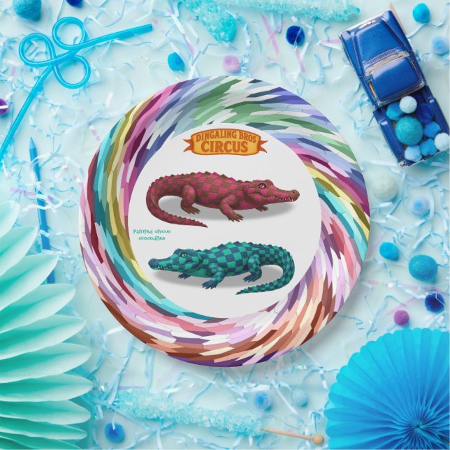 Plato De Papel Crawford, painted circus crocodile (Fiesta)