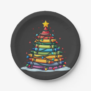 Plato De Papel Crayon Christmas Tree Teacher Student Xmas