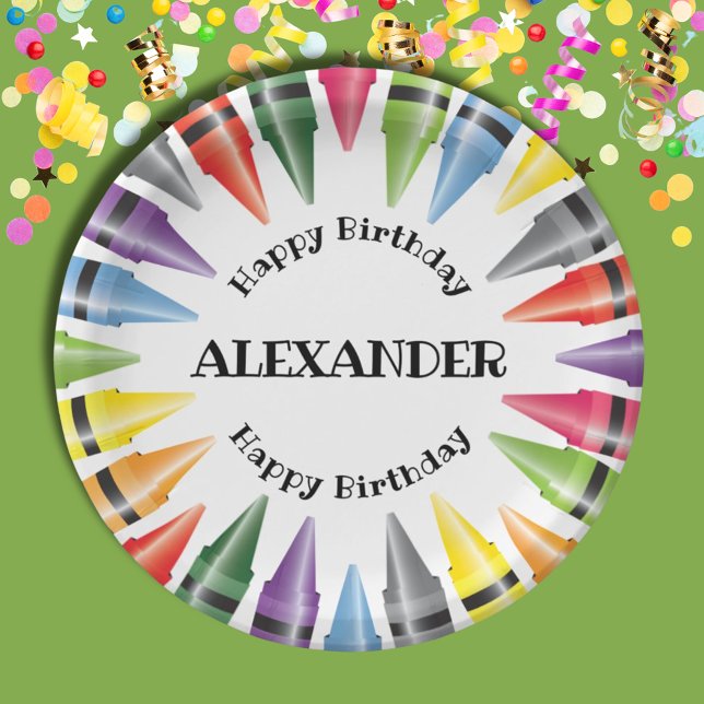 Plato De Papel Crayon Feliz Cumpleaños Fiesta Infantil (Subido por el creador)