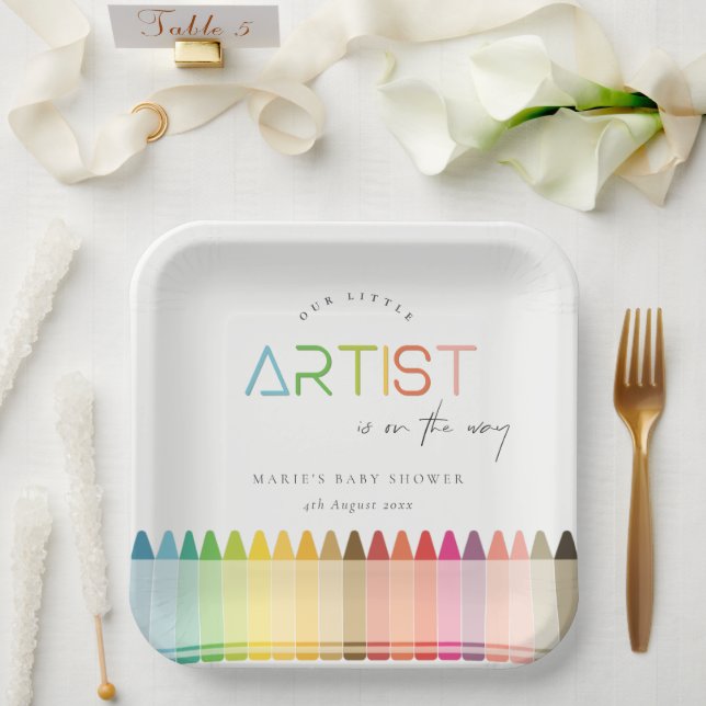 Plato De Papel Crayon Fun Rainbow Baby Shower (Boda)