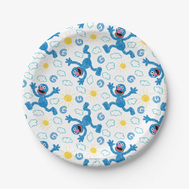 Plato De Papel Crayon Grover Sunshine Pattern (Anverso)