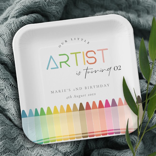 Plato De Papel Crayon Rainbow, un pequeño artista, cualquiera que (Subido por el creador)