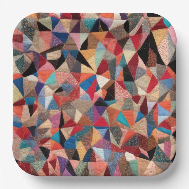 Plato De Papel Crazy Quilt Design (Anverso)