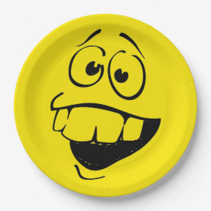 Plato De Papel Crazy Teeth Face Funny Emoticon Fiesta