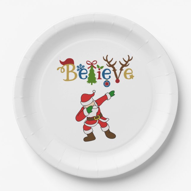 Plato De Papel Crea, Santa que pega una actitud (Anverso)