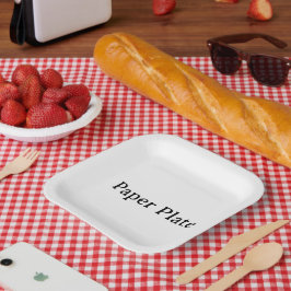 Plato De Papel Crea tu propio cuadrado personalizado simple de 7"