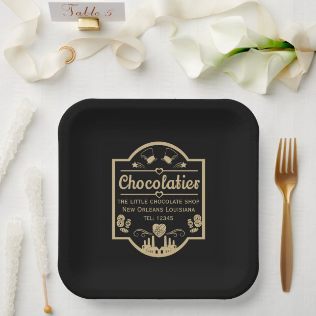 Plato De Papel Creador de chocolate (Boda)