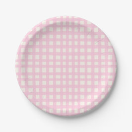 Plato De Papel Cream and Pink Textured Imperfect Gingham Pattern