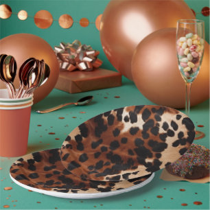 Plato De Papel Cream Brown Black Piel de vaca