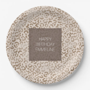 Plato De Papel Cream Brown Leopard Print Birthday