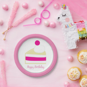 Plato De Papel Cream Cake Birday