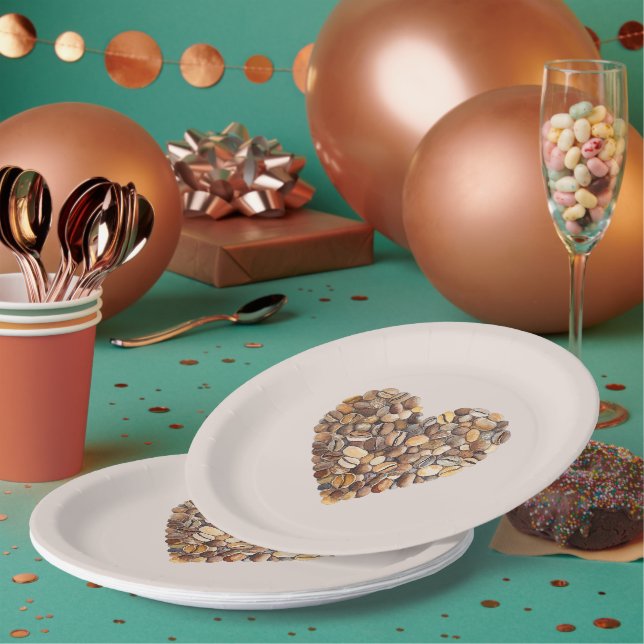 Plato De Papel Cream Coffee Heart Cups (Multi)