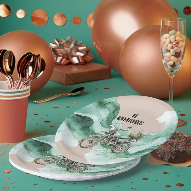 Plato De Papel Cream Green Motorcycle Adventure (Multi)