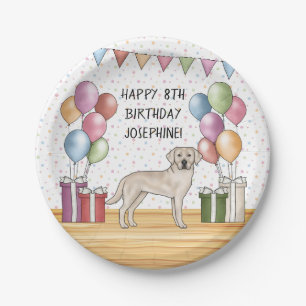 Plato De Papel Cream Labrador Recuperever Lab Dog Colorful Birday