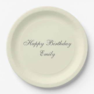 Plato De Papel Cream Minimalist Birthday Party Paper Plates