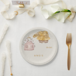 Plato De Papel Cream Oh Chica Boho Baby Shower