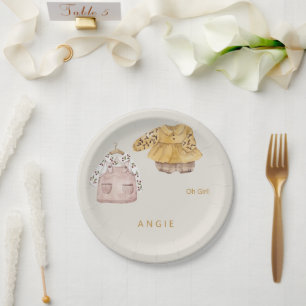 Plato De Papel Cream Oh Chica Boho Baby Shower