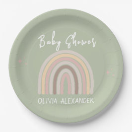 Plato De Papel Cream Pastel simple Baby Shower Minimalista