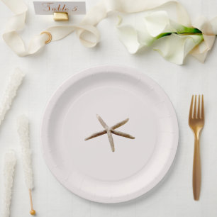 Plato De Papel Cream Rubor Starfish Beach Wedding