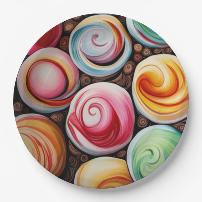 Plato De Papel Creamy Swirls (Anverso)
