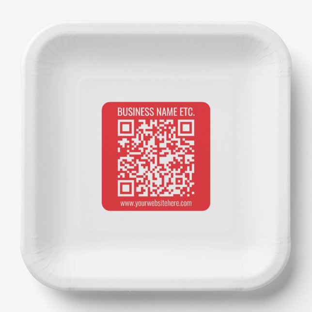 Plato De Papel Crear su propio código QR instantáneamente | Rojo  (Anverso)