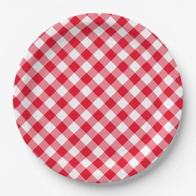 Plato De Papel Crear tu propia boda de Gingham Country (Anverso)