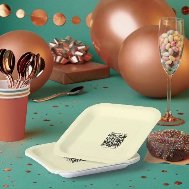 Plato De Papel Crear un código QR | Amarillo pálido (Multi)