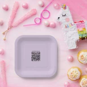Plato De Papel Crear un código QR   Violeta Lavanda Pálido