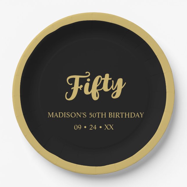 Plato De Papel Create Your Own Elegant Gold & Black  (Anverso)