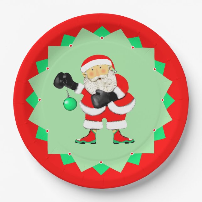 Plato De Papel Creative Boxing Christmas Holiday (Anverso)