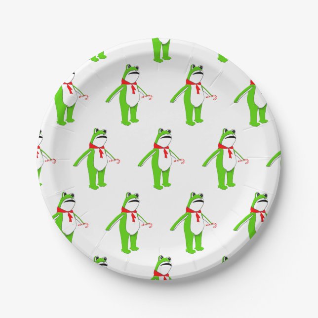 Plato De Papel Creative Christmas Holiday Frog (Anverso)