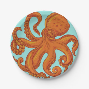 Plato De Papel Creatividad marina resbaladiza Octopus largos obst