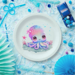 Plato De Papel Creatura marina de Octopus Cute