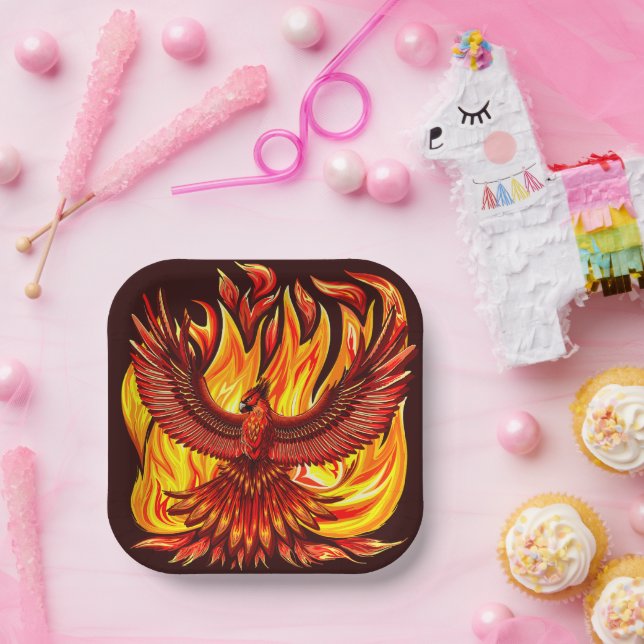 Plato De Papel Creatura mitológica inmortal de Phoenix (Fiesta)