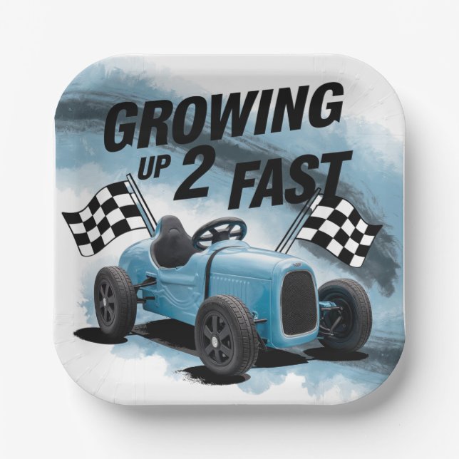 Plato De Papel Crecer 2 Fiesta de Cumpleaños Rápido (Anverso)