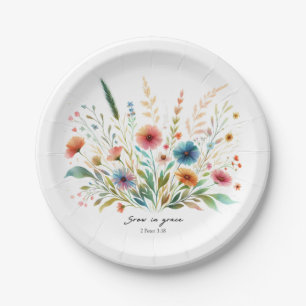 Plato De Papel Crecer en gracia floral