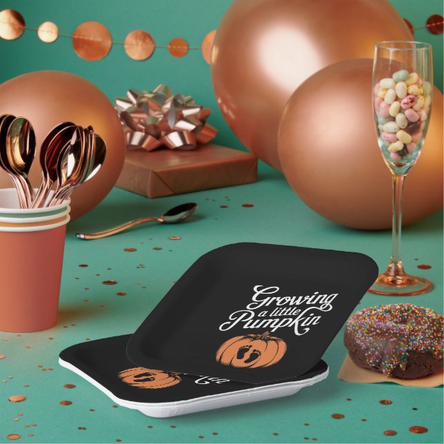 Plato De Papel Crecer Un Pequeño Embarazo De Calabaza Cae (Multi)