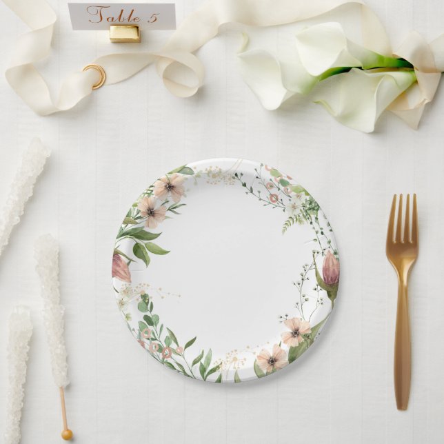 Plato De Papel Creciendo como una hierba de primer cumpleaños, (Boda)