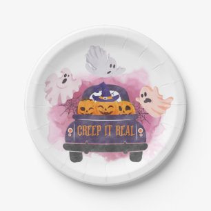 Plato De Papel Creep It Real Ghost Pumpkin Scary Halloween