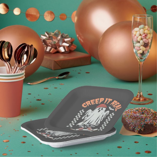 Plato De Papel Creep It Real Retro Halloween Fantasma (Multi)