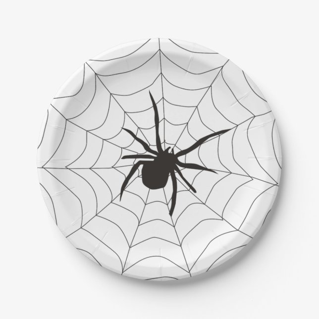 Plato De Papel Creepe Spider Web Halloween (Anverso)
