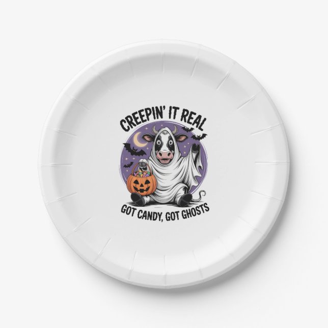 Plato De Papel Creepin’ Cow Halloween (Anverso)