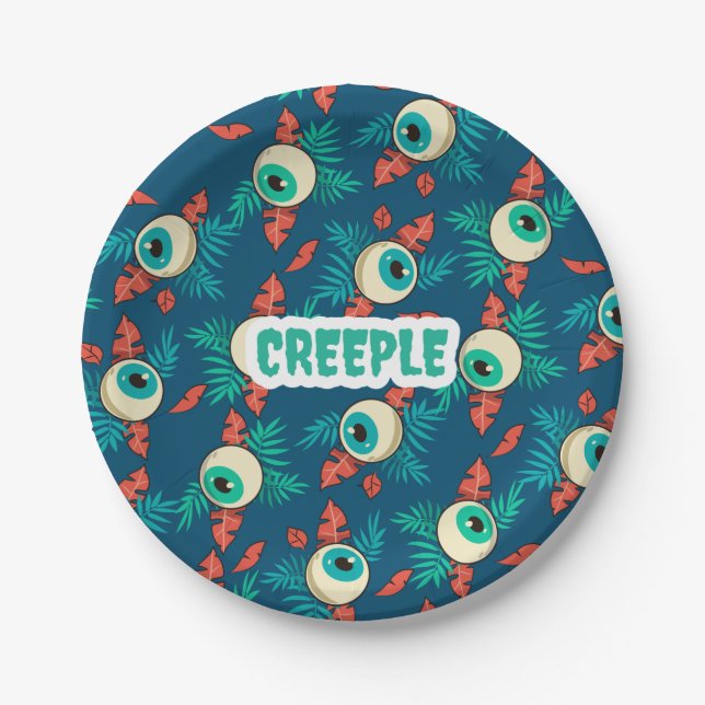 Plato De Papel Creeple Scary Spooky Eyes Halloween (Anverso)